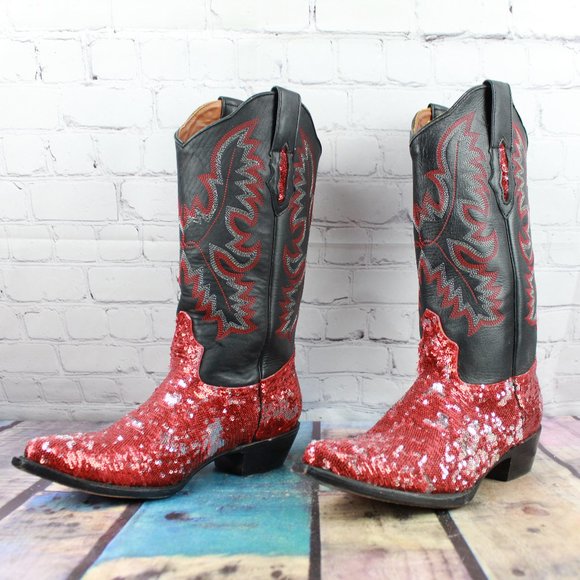 EL PRESIDENTE Red Fancy Sexy Cowboy Boots 11 Inch - Picture 2 of 11